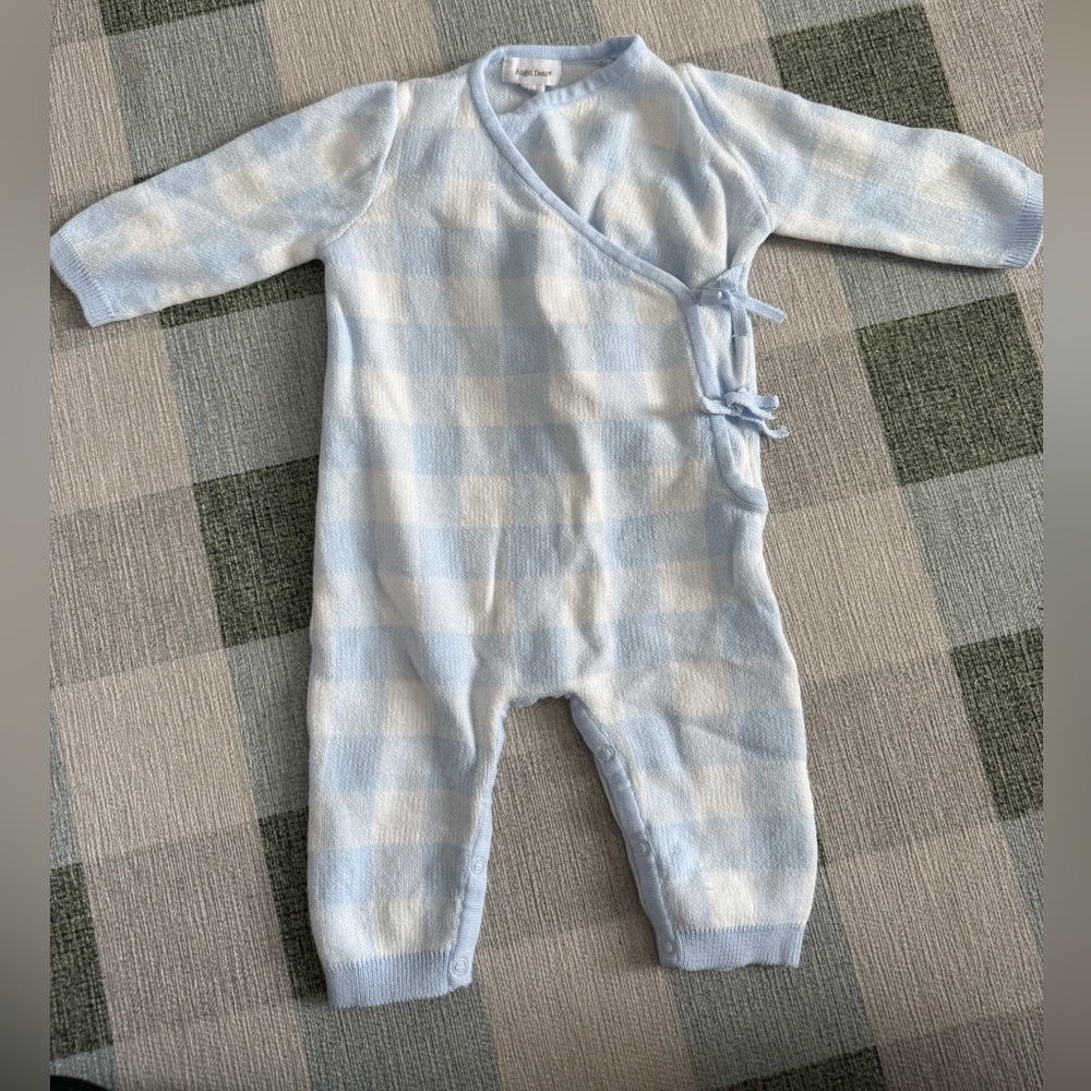 Angel Dear gingham side-tie onesie